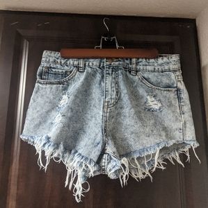 High Waisted Grunge Distressed Jean Shorts